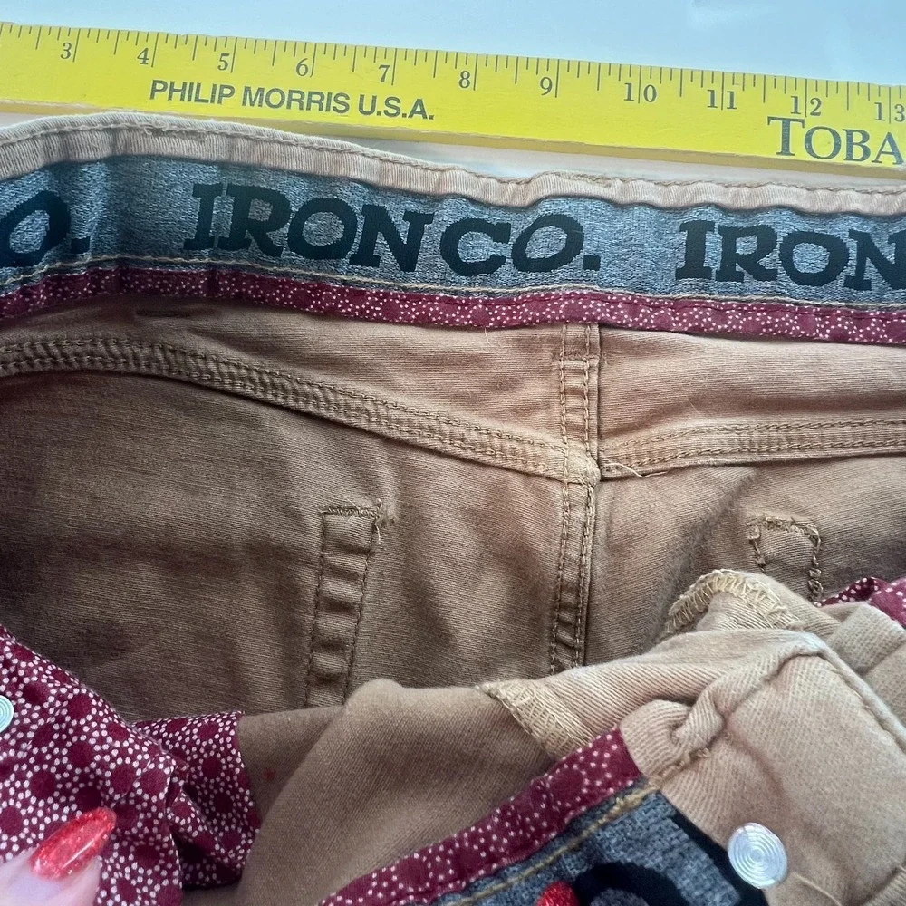 Iron Co Men's Jeans 38x30 Actual 28L Khaki Tan Brushed Cotton Stretch Denim‎